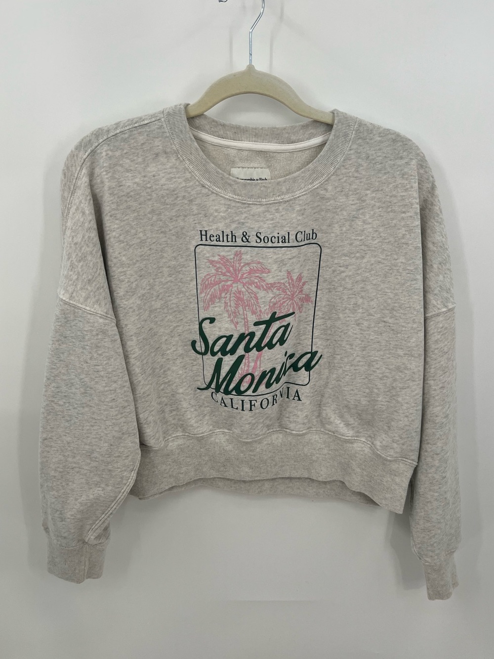 Abercrombie & Fitch Light Heather Santa Monica Cropped Sweatshirt